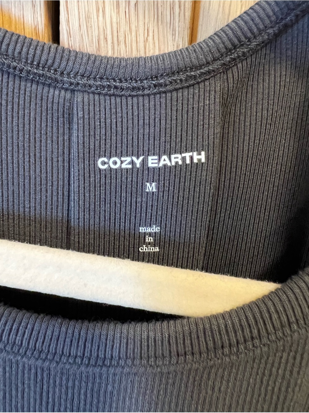 Cozy Earth Bamboo Rib Knit Boyfriend Short Sleeve Sleep Dress Graphite Medium - Picture 3 of 5